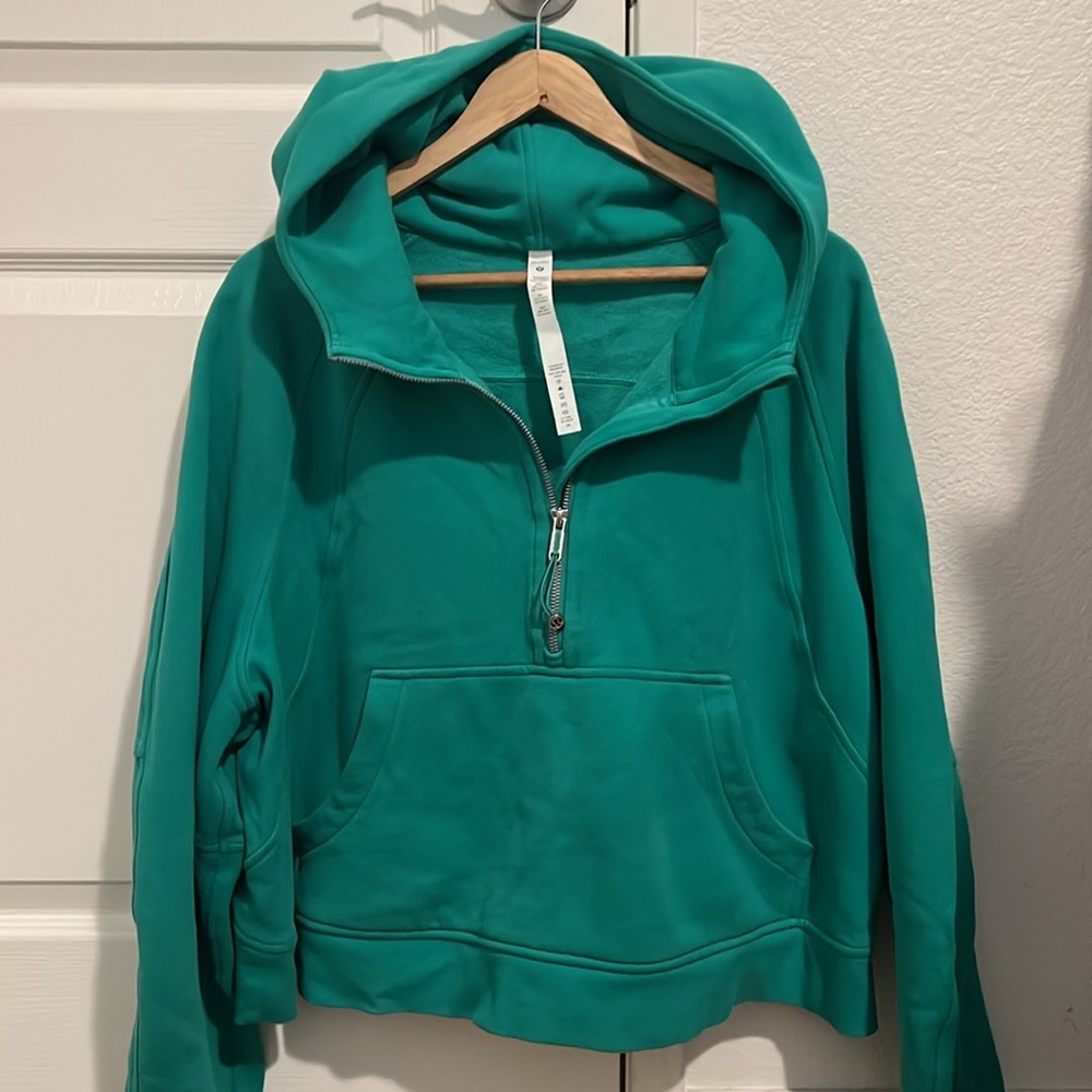 Lululemon cropped scuba Green Half-Zip Hoodie XL